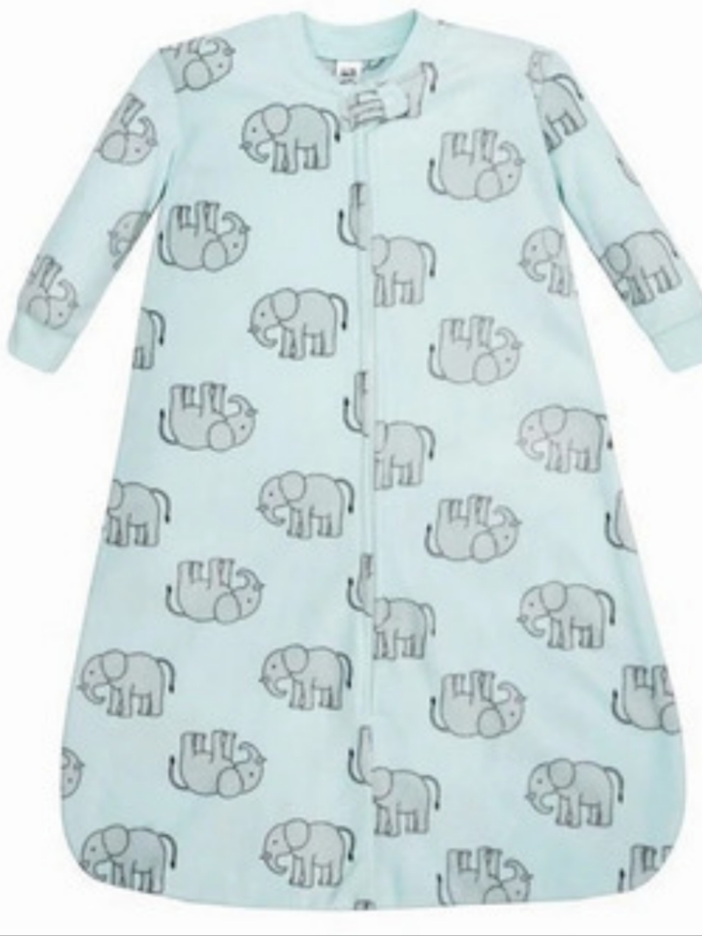 NWT-Hudson Baby Long-Sleeve Fleece Sleep Sack Elephant Blue & Gray Baby 12-18M
